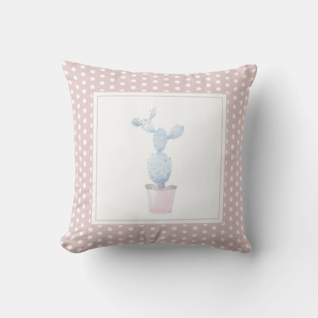 Modern Mint Birth Baby for Kids Cactus Pink Cushion (Front)