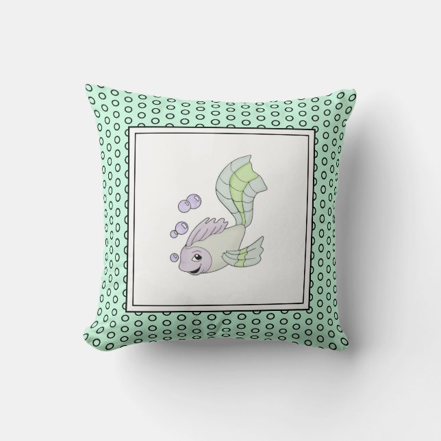 Modern Mint Birth Baby for Kids Fish Cushion (Front)