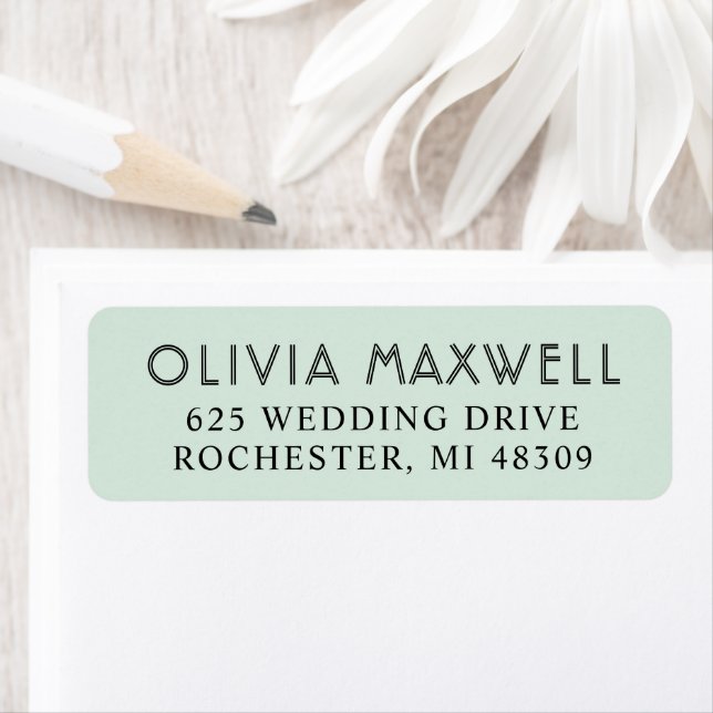 Modern Mint Black Art Deco Wedding Address (Insitu)