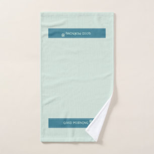 Modern Mint Blue "Good Morning" Minimalist Hand Towel