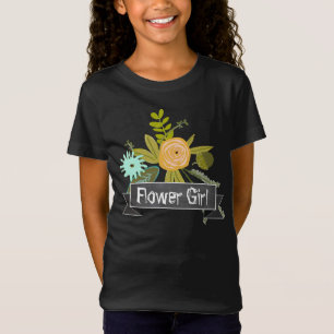 Modern Mint Chalkboard Flower Girl Wedding T-shirt