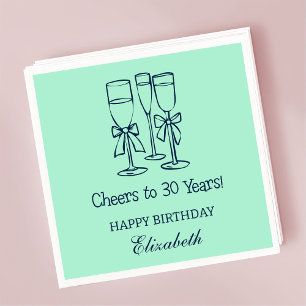 Modern Mint Cheers to 30 years Birthday Napkins