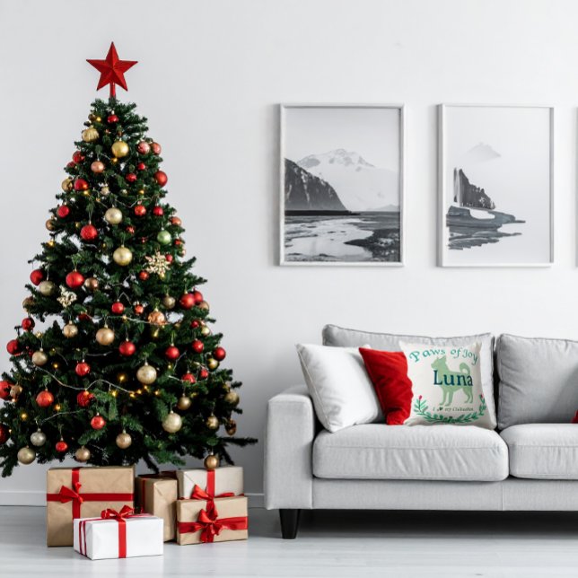 Modern Mint Chihuahua | Personalized Christmas Cushion (Creator Uploaded)