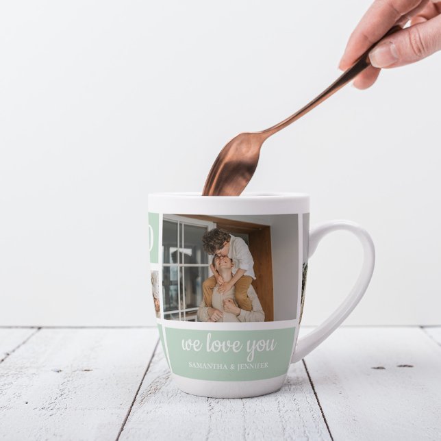 Modern Mint Collage Photo Dad Best Gift Latte Mug (Creator Uploaded)