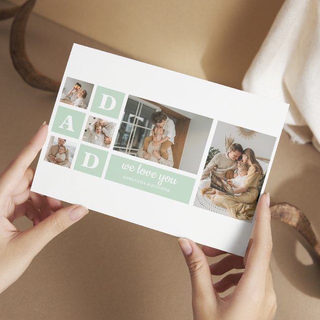 Modern Mint Collage Photo Dad Best Gift Postcard (Creator Uploaded)