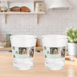 Modern Mint Collage Photo Dad Best Gift Shot Glass