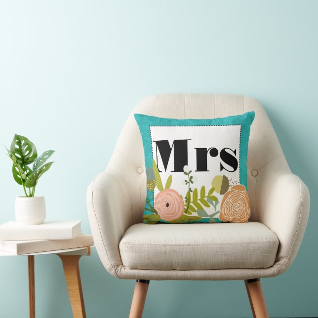 Modern Mint  Damask Wedding Invite Cushion (Chair)
