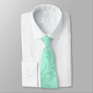 Modern Mint  Damask Wedding Party Tie