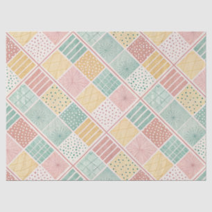 Modern Mint Geometric Polka Dot Plaid Pattern Tissue Paper