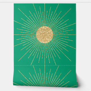 Modern Mint Gold Sunshine  Wallpaper