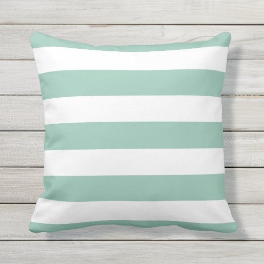 Modern Mint Green and White Stripes Outdoor Cushion Zazzle.co.uk