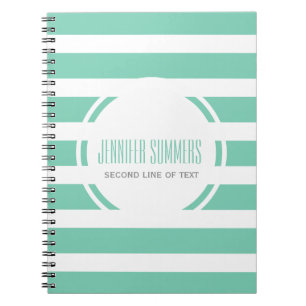 Modern Mint-Green And White Stripes Pattern Notebook