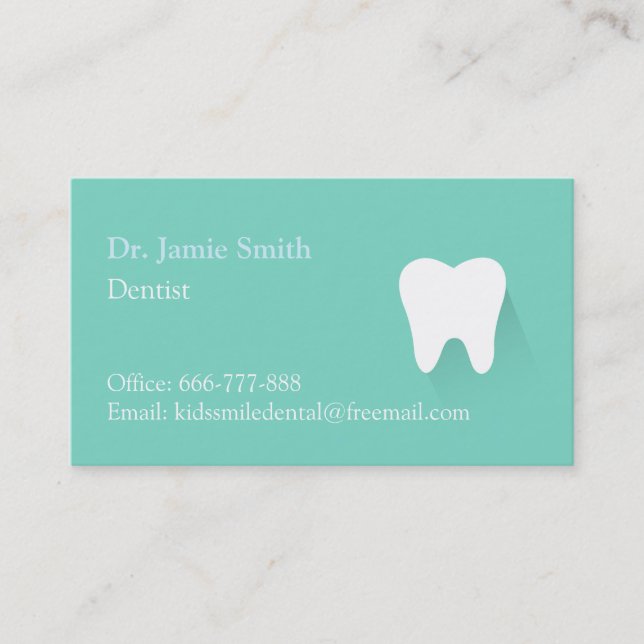 Modern Mint Green Dental Business Cards (Front)