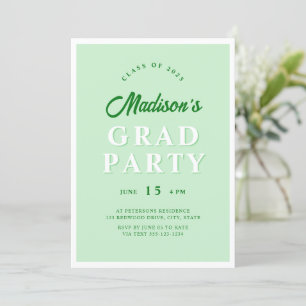 Modern Mint Green Edgy Graduation Party Photo Invitation