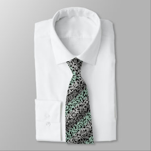 Modern mint green, grey and black stripes pattern tie
