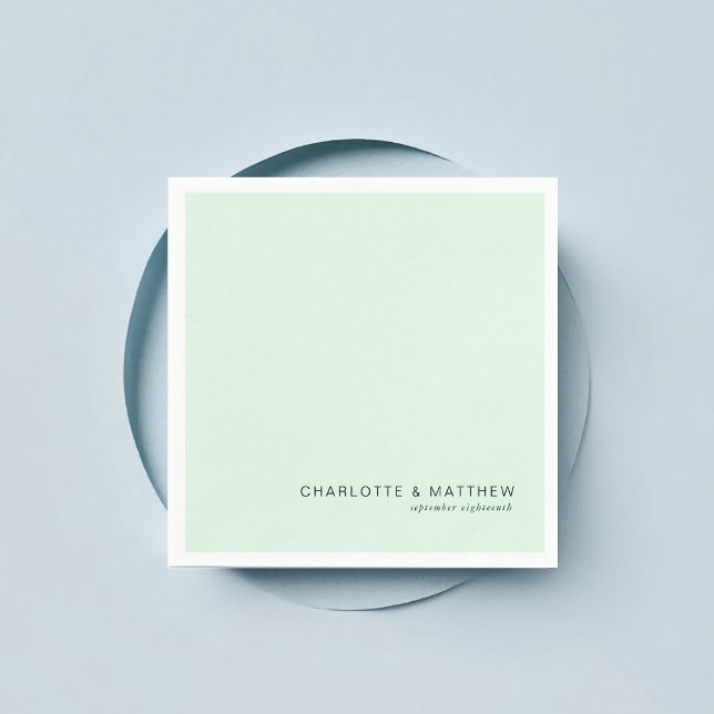Modern mint-green napkin (Customer specific, beautiful, modern, minimal, mint-green, wedding napkins.)