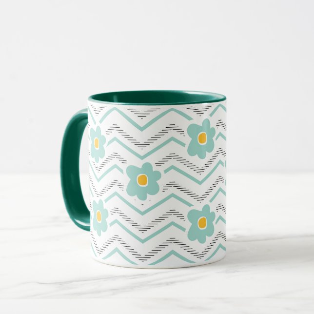 Modern Mint Green Nursery Pattern Mug (Front Left)