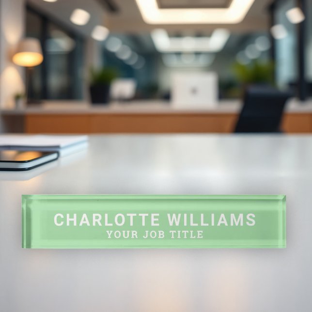 Modern Mint Green Office Employee Nameplate (Creator Uploaded)