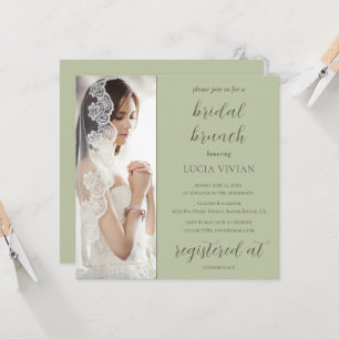Modern Mint Green Photo Bridal Shower Brunch Invitation