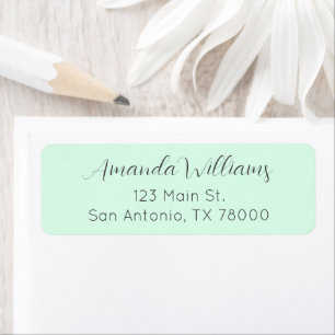 Modern Mint Green Script Return Address