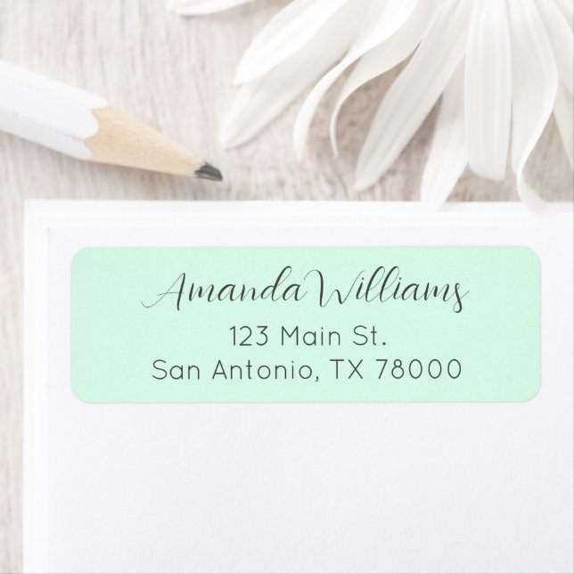 Modern Mint Green Script Return Address (Insitu)