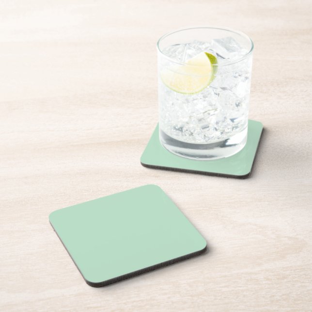 Modern Mint Green Square Coaster (Right Side)