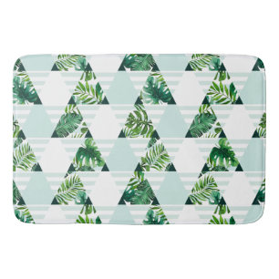 Modern Mint Green Tropical Triangles Geometric Bath Mat