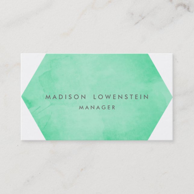 Modern Mint Green Watercolor Bright Chic Business Card (Front)