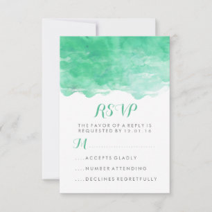 Modern Mint Green Watercolor   Wedding RSVP Card