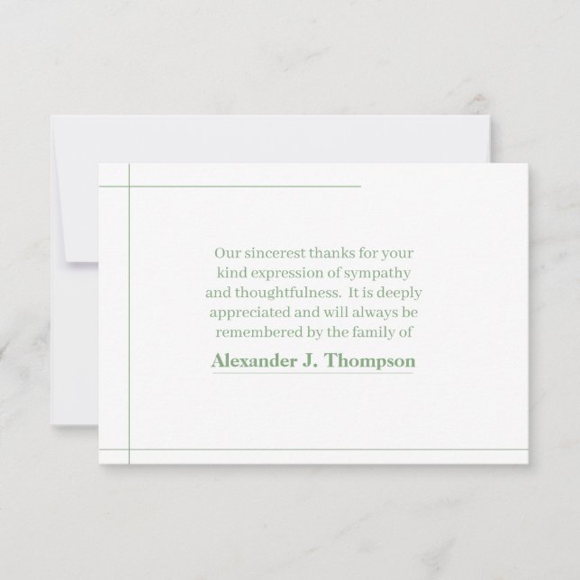 Modern Mint Green & White Abstract Funeral Thank You Card (Front)