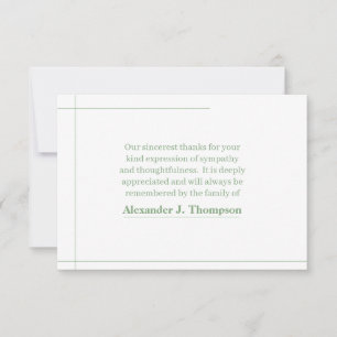 Modern Mint Green & White Abstract Funeral Thank You Card