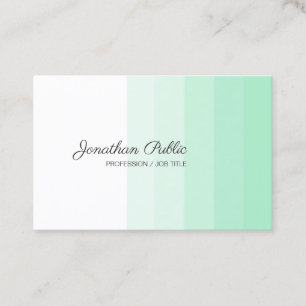 Modern Mint Green White Handwritten Script Name Business Card