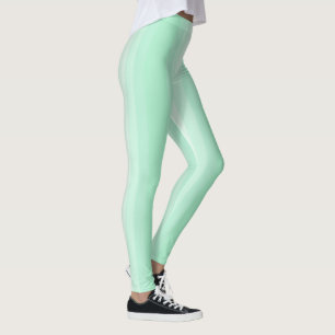 Modern Mint Green White Stripes Trendy Template Leggings