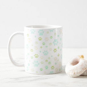 Modern Mint & Grey Paw Print  Coffee Mug