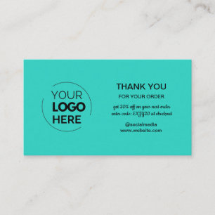 Modern Mint Minimalist Logo Order Thank You Business Card