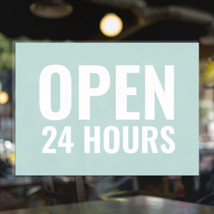 Modern Mint “Open 24 Hours” Sign 