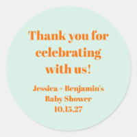 Modern Mint Orange Baby Shower Custom Thank You