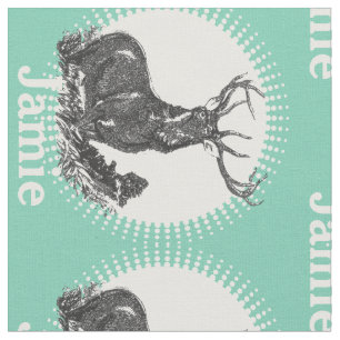 Modern Mint Personalised Deer Fabric