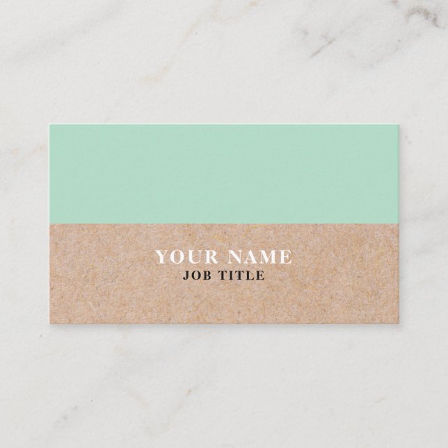 Modern Mint PRINTED Kraft Business Card (Front)