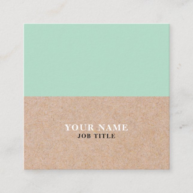Modern Mint PRINTED Kraft Square Business Card (Front)