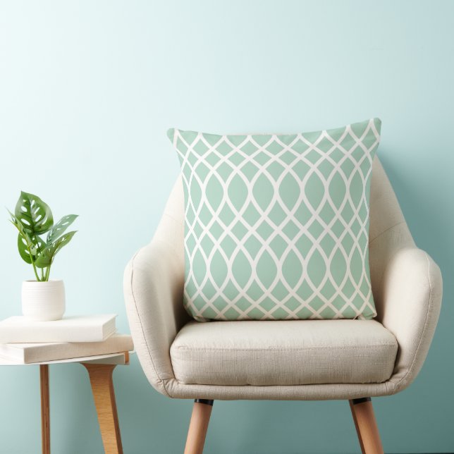 Modern Mint Trellis Framework Pattern Cushion (Chair)