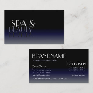 Modern Mirror Font Classic Black and Blue Gradient Business Card