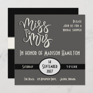 Modern Miss to Mrs Fun Inspirivity Bridal Shower  Invitation