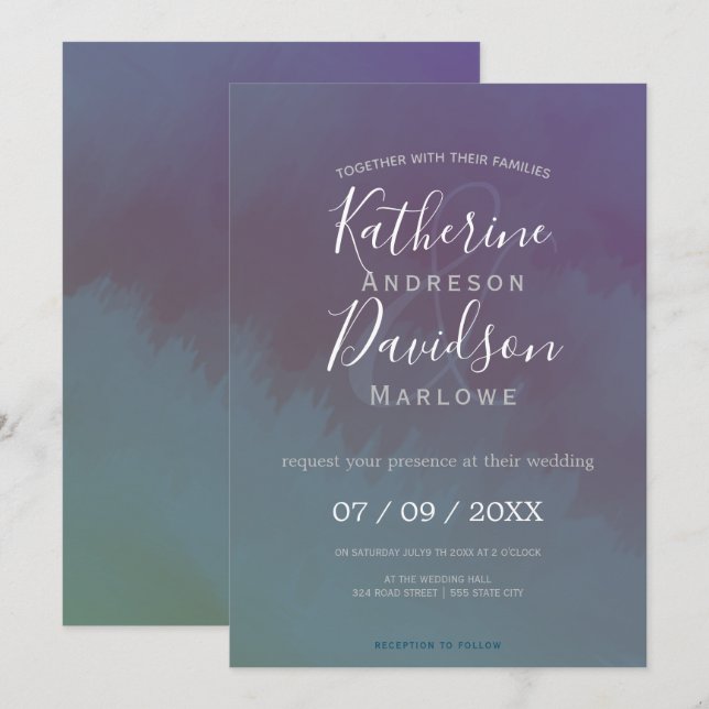 Modern Mist Minimalist Wedding Invitation (Front/Back)
