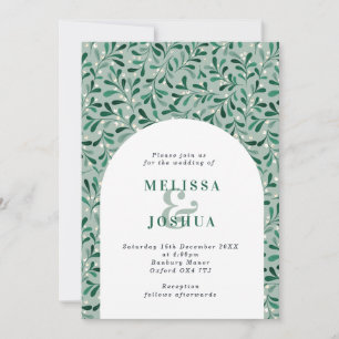 Modern Mistletoe Arch Winter Wedding Invitation