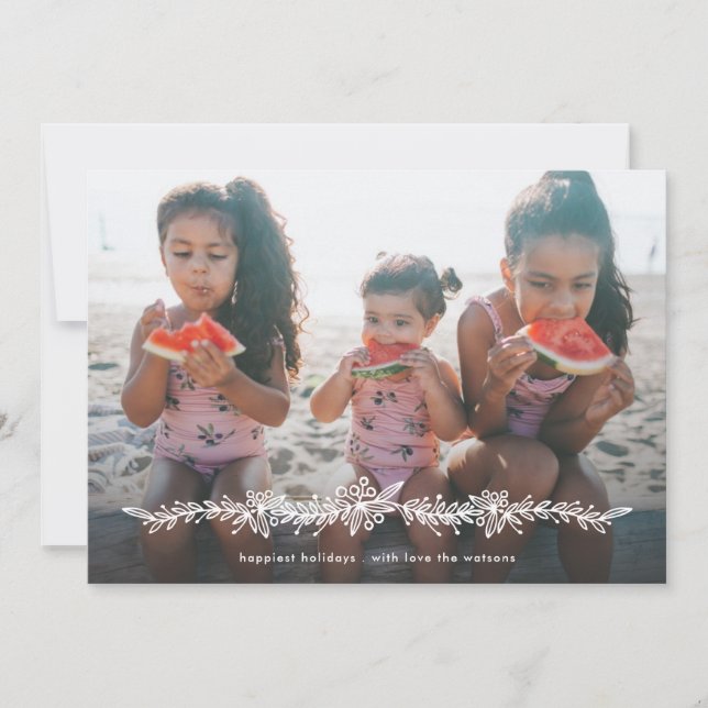 Modern Mistletoe Holidays Christmas Photo Card (Front)