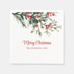 Modern Mistletoe Merry Christmas Napkin