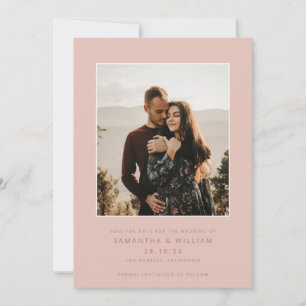 Modern mix & match minimalist dusty rose photo save the date