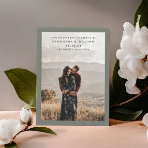 Modern mix & match minimalist olive grey photo save the date