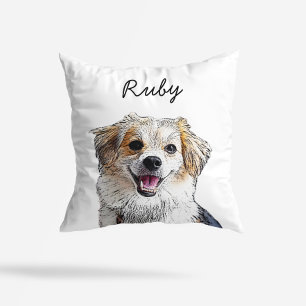 Modern Mixed Breed Dog Illustration   Add Name  Cushion